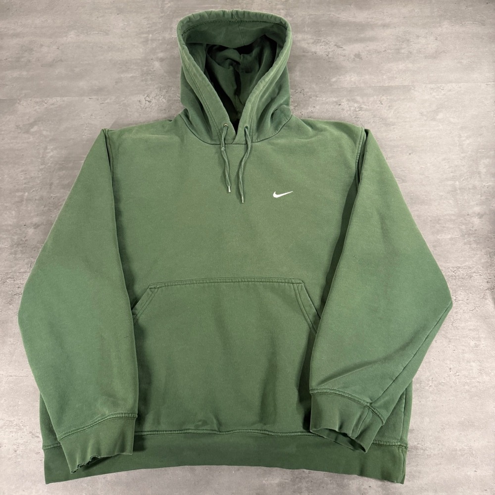 Vintage Nike Hoodie Men‎ Large Green Embroidered Swoosh Pullover Sweatshirt Fad